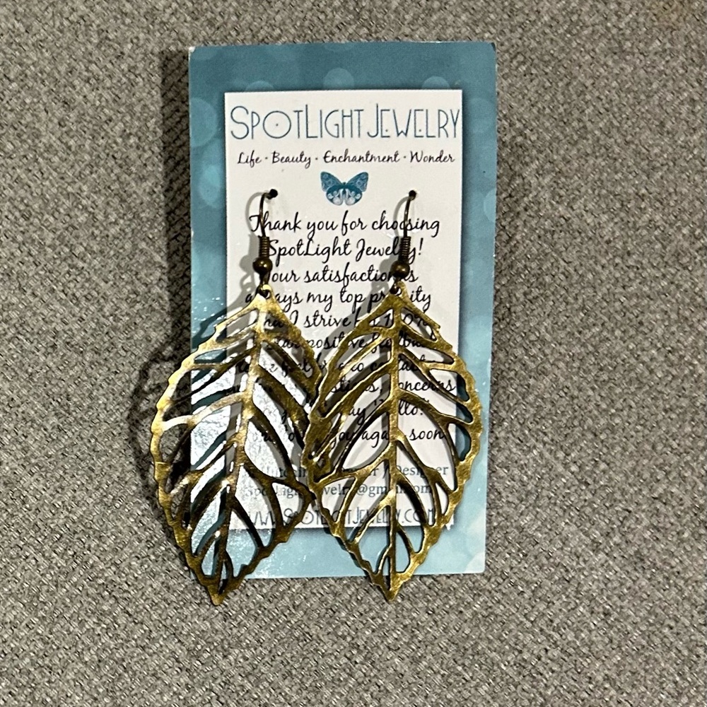 Gold Leaf Earrings NWT Handmade